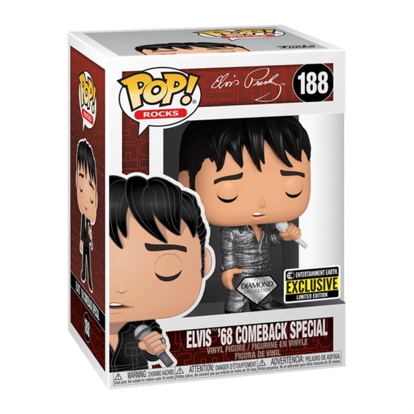 Funko Pop Elvis Presley 68 Comeback Special vinyl figure #188 Diamond Collection - Picture 2 of 2